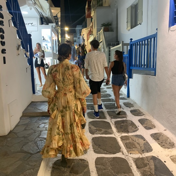 ESPIONAGE FLORAL-PRINT LINEN-BLEND DRESS IN NEUTRALS - Picture 2 of 5